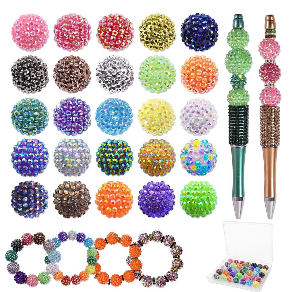 2766 20mm Beads for Pens 50 Pcs DIY Rhinestone Beads for Beadable Pens